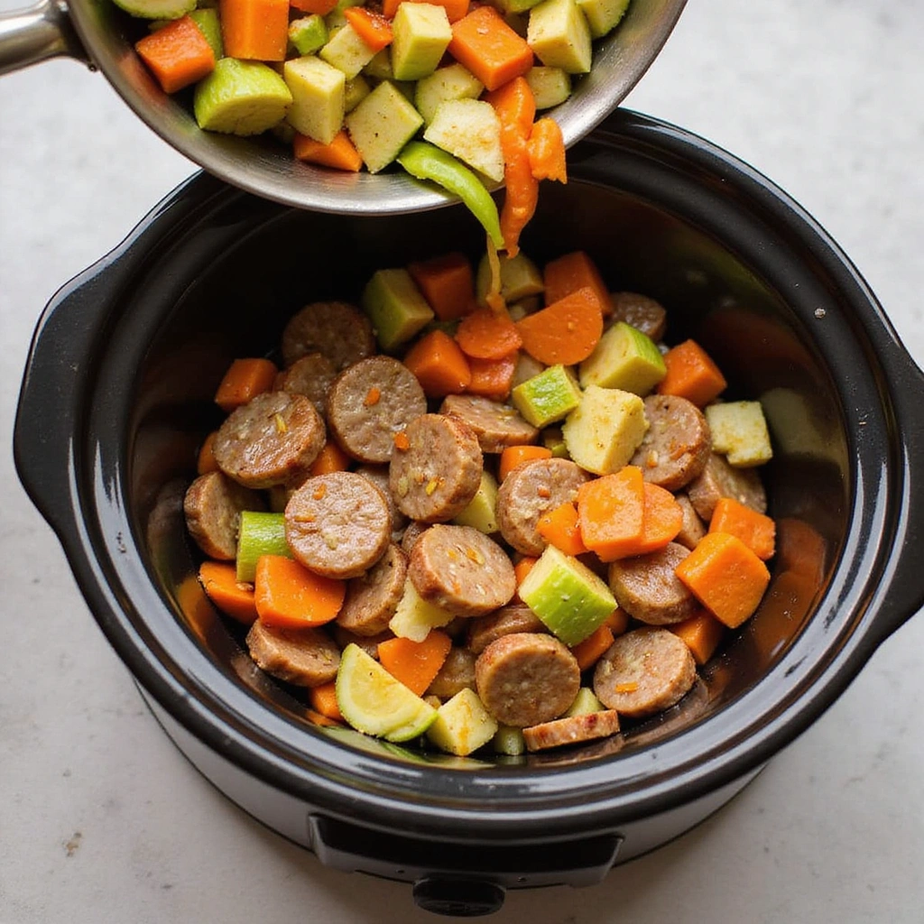 Breakfast Sausage Slow Cooker Recipes Family-Friendly Meals - Step 4: Transfer to Slow Cooker