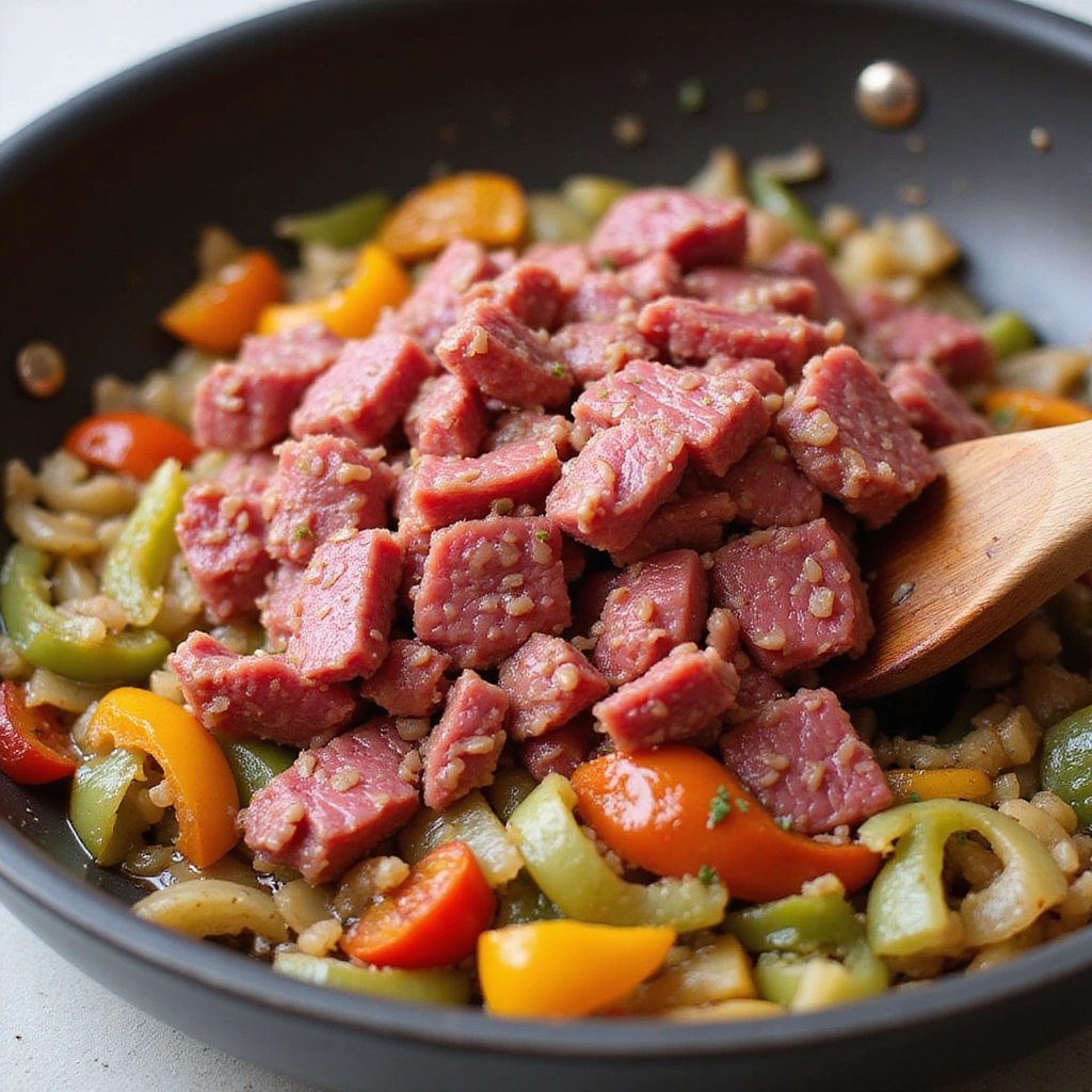Canned Corned Beef Recipes Breakfast Savory Comfort Food - Step 3: Add Corned Beef