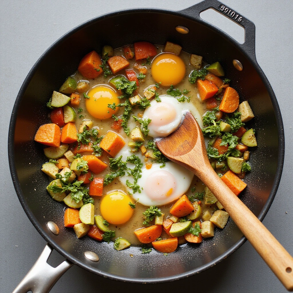 Easy Mediterranean Diet Recipes Breakfast Healthy & Fresh - Step 5: Pour in Eggs