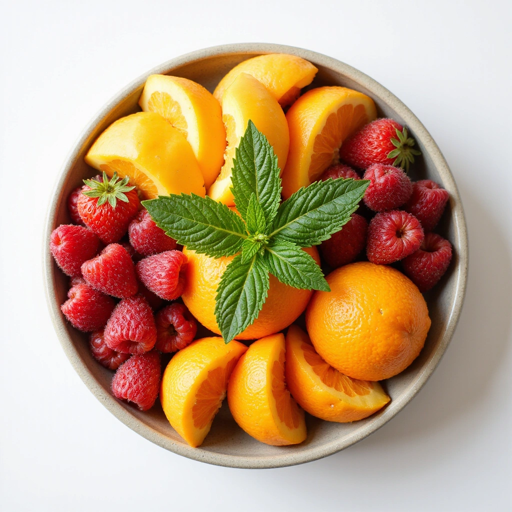 Fruit Bowl Breakfast Healthy Recipes Colorful & Refreshing - Step 6: Garnish with Mint