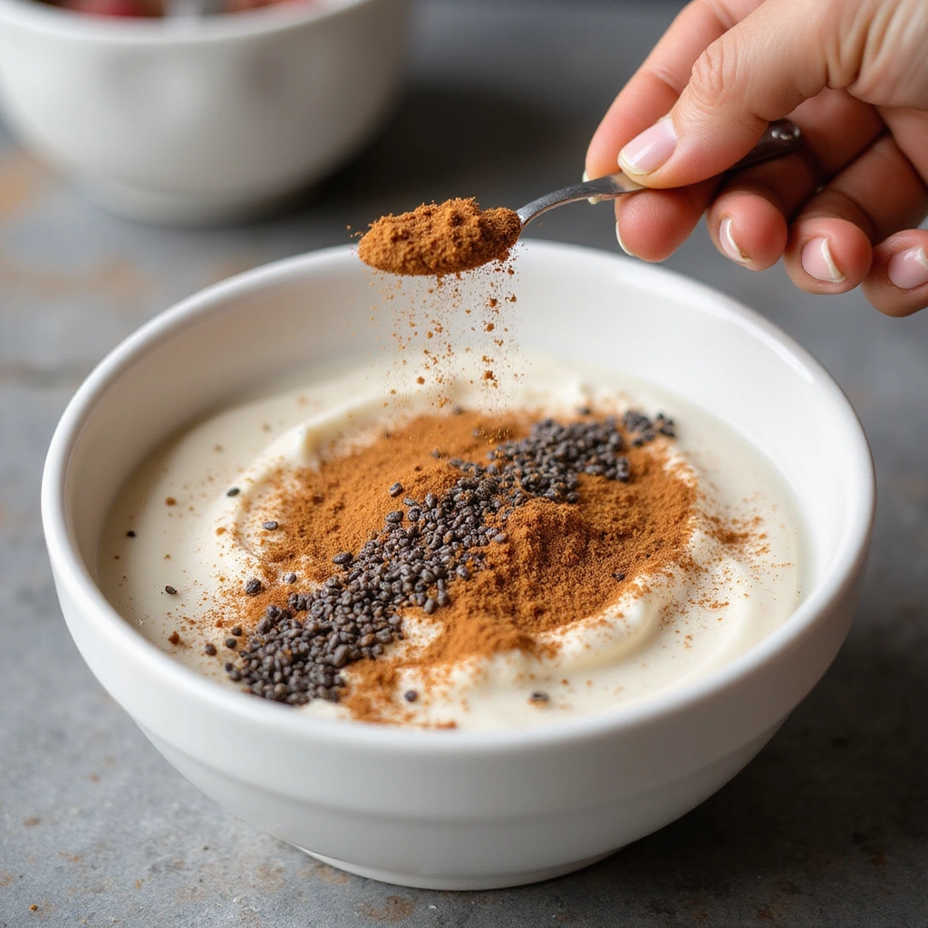 Greek Yogurt Recipes Breakfast Healthy & Easy - Step 8: Sprinkle Cinnamon and Chia Seeds
