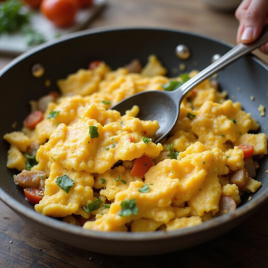 Keto Recipes with Breakfast Sausage Easy & Filling - Step 6: Scramble the Eggs