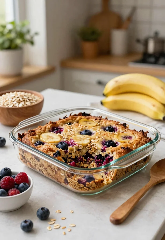 10 Breakfast Dessert Recipes for Sweet Morning Treats - 1. Berry Banana Oatmeal Bake 1