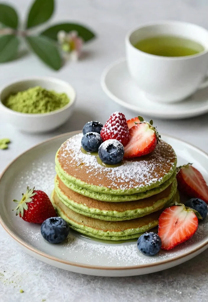 10 Breakfast Dessert Recipes for Sweet Morning Treats - 10. Matcha Pancakes 1