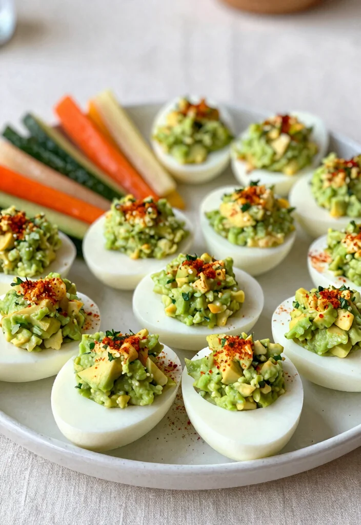 10 Keto Avocado Recipes for Healthy Fat Rich Meals - 7. Spicy Avocado Deviled Eggs 1