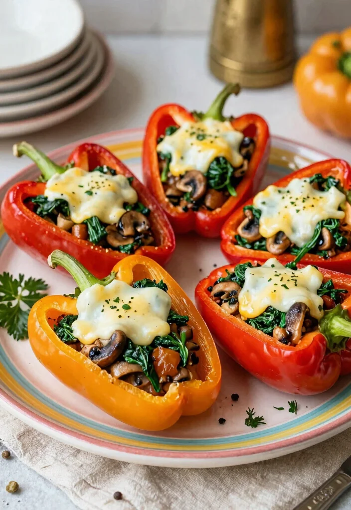 10 Keto Mushroom Recipes for Hearty Low Carb Dishes - 2. Mushroom and Spinach Stuffed Peppers 1