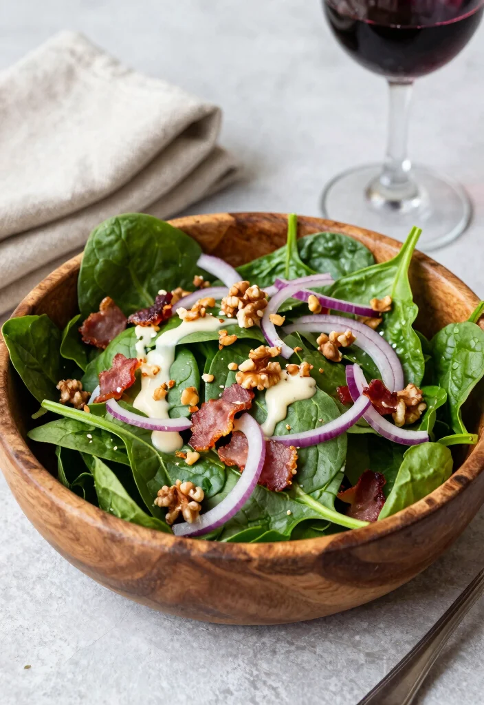 10 Keto Spinach Recipes for Simple Nutritious Sides - 5. Spinach and Bacon Salad 1
