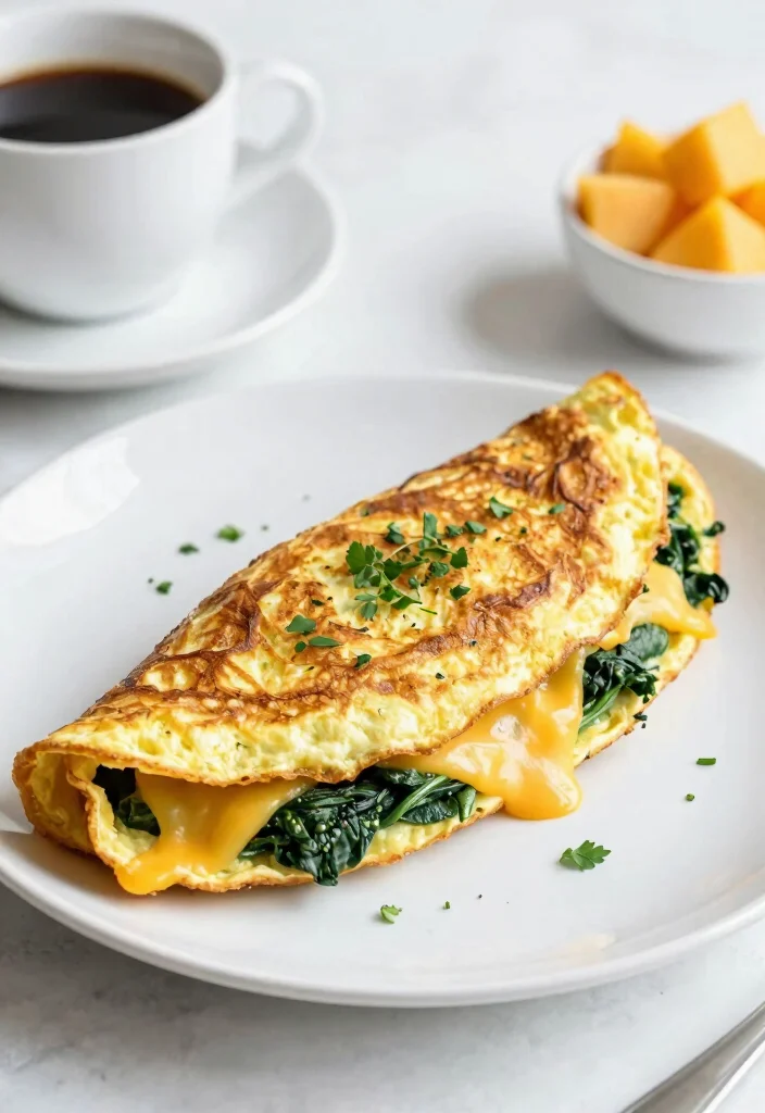 10 Keto Spinach Recipes for Simple Nutritious Sides - 6. Spinach and Cheddar Omelette 1