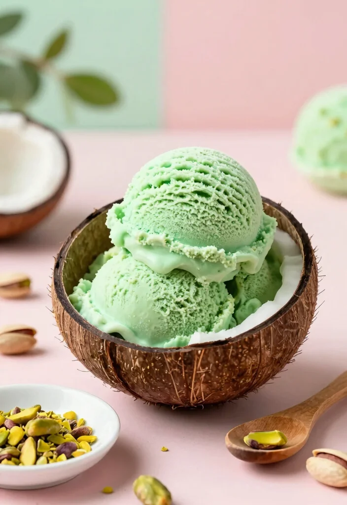 10 Pistachio Dessert Recipes with Rich Nutty Flavor - 1. Creamy Vegan Pistachio Ice Cream 1