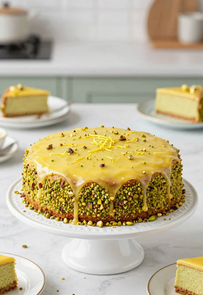 10 Pistachio Dessert Recipes with Rich Nutty Flavor - 3. Pistachio Cake with Lemon Glaze 1