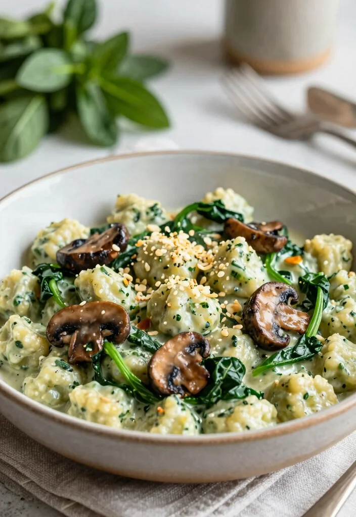 10 Vegan Gnocchi Recipes for Comforting Plant Based Dishes 1 10 Vegan Gnocchi Recipes for Comforting Plant Based Dishes - 1. Creamy Vegan Spinach and Mushroom Gnocchi 1