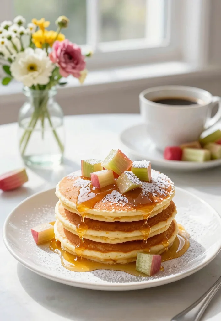 10 Vegan Rhubarb Recipes for Sweet and Tart Treats - 8. Rhubarb Pancakes 1