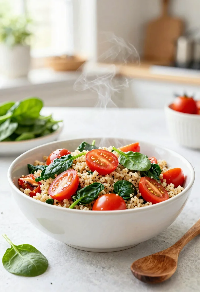 12 Budget Dinner Recipes That Are Easy and Affordable - 5. Tomato and Spinach Quinoa 1