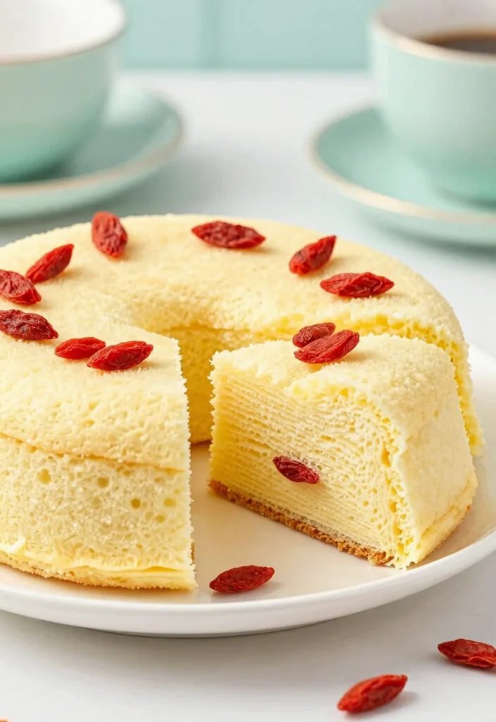 12 Chinese Dessert Recipes with Light Traditional Flavors - 10. Steamed Egg Cake with Goji Berries 1