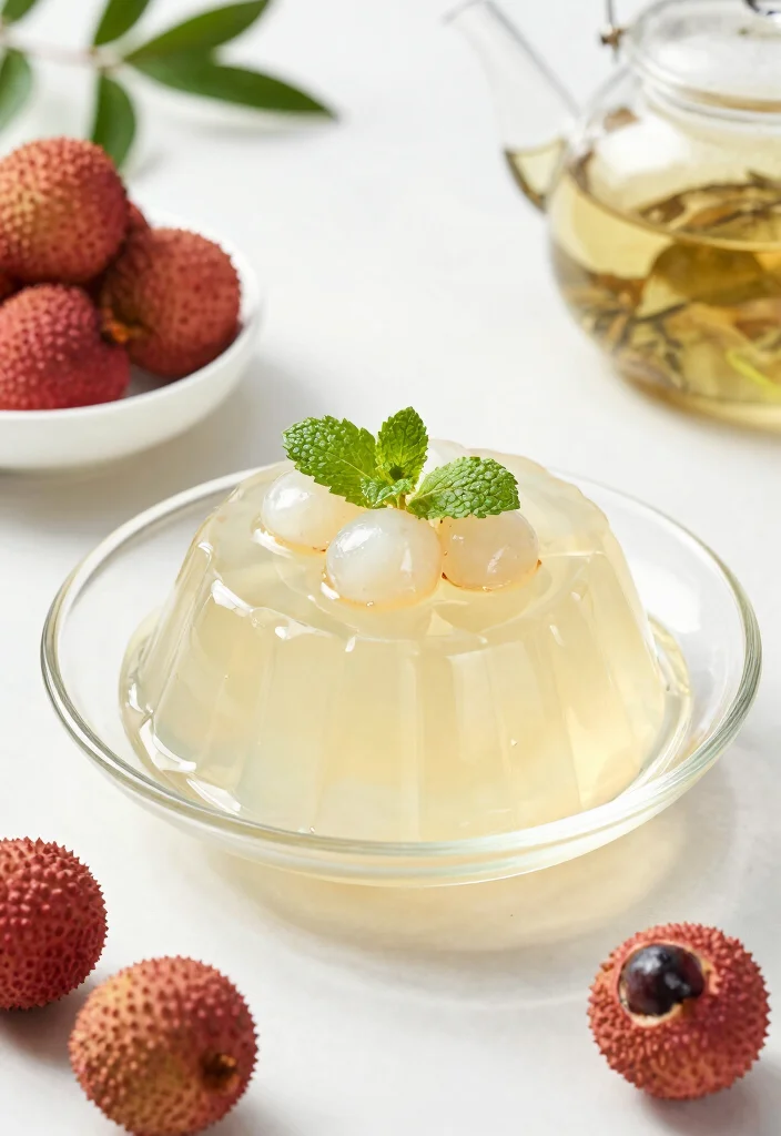 12 Chinese Dessert Recipes with Light Traditional Flavors - 3. Herbal Lychee Jelly 1
