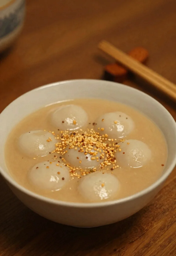 12 Chinese Dessert Recipes with Light Traditional Flavors - 6. Sesame Soup with Tangyuan 1
