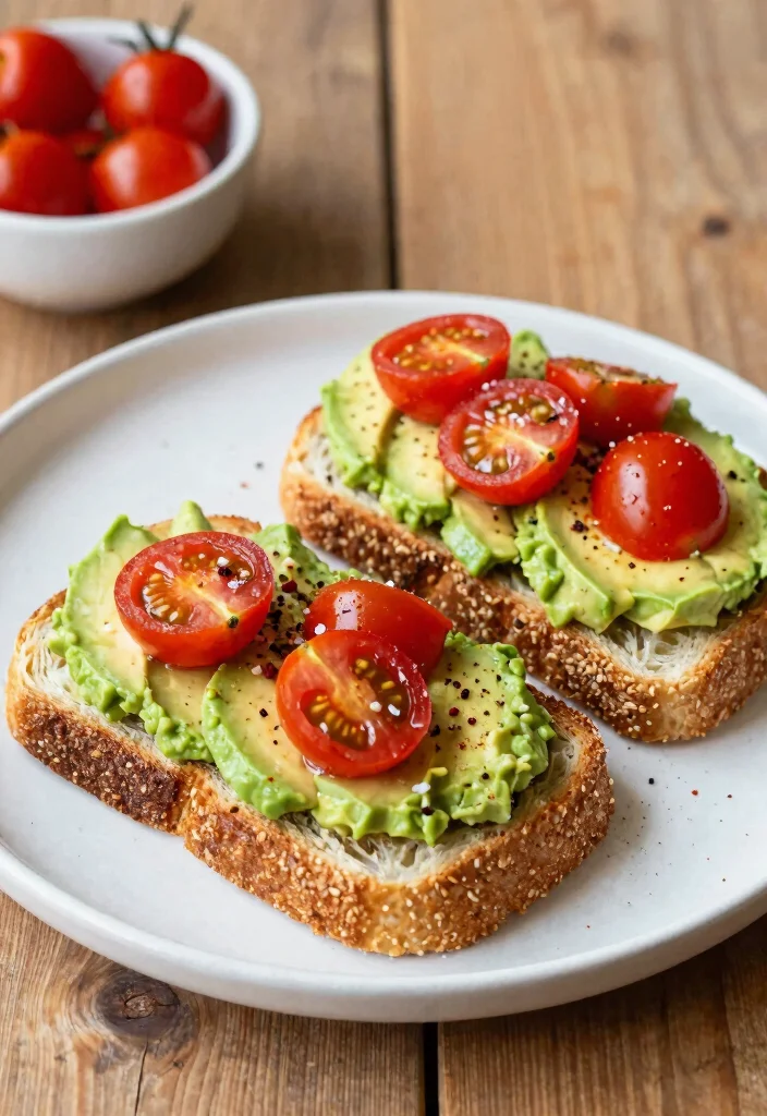 12 Healthy Brunch Recipes for Fresh Weekend Eating - 1. Avocado Toast with Cherry Tomatoes 1