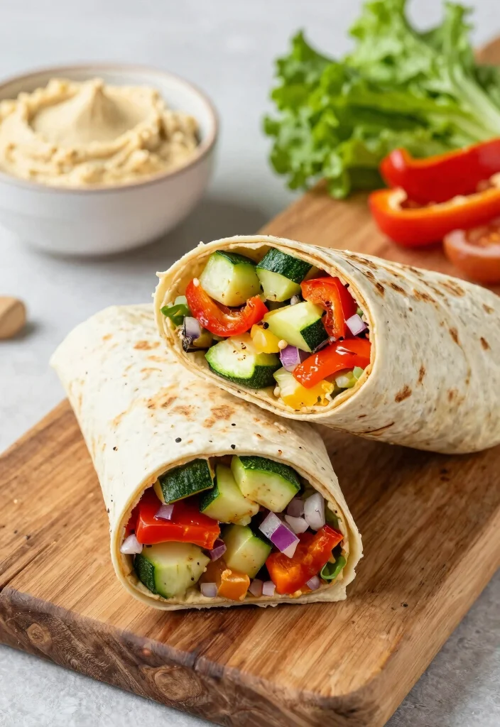 12 Healthy Brunch Recipes for Fresh Weekend Eating - 9. Roasted Vegetable & Hummus Wrap 1