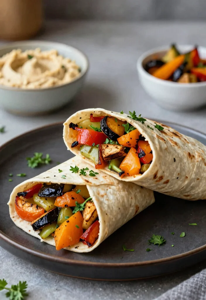 12 Healthy Tortilla Recipes for Easy Balanced Meals - 11. Roasted Vegetable and Hummus Tortilla Wrap 1