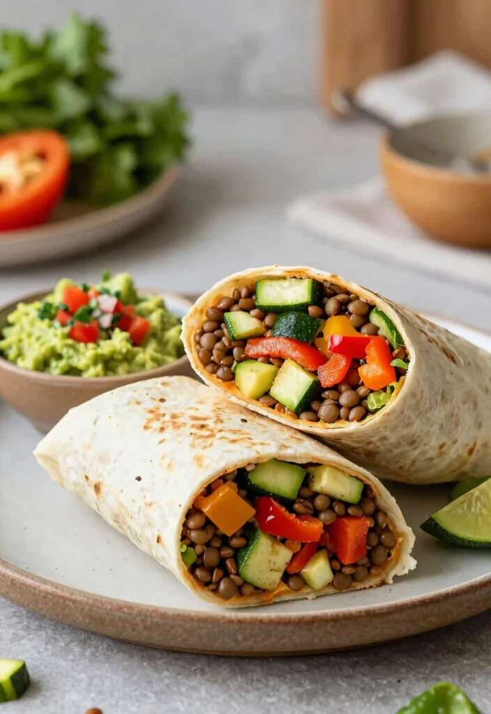 12 Healthy Tortilla Recipes for Easy Balanced Meals - 4. Veggie and Lentil Burrito 1
