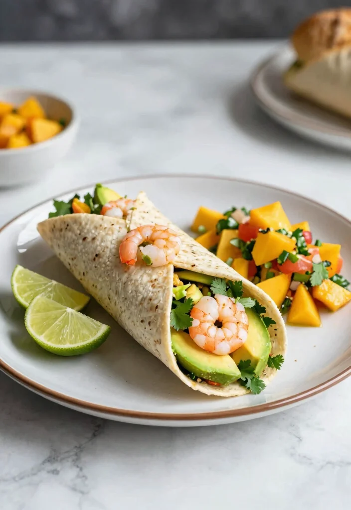 12 Healthy Tortilla Recipes for Easy Balanced Meals - 8. Shrimp and Avocado Salad Wrap 1