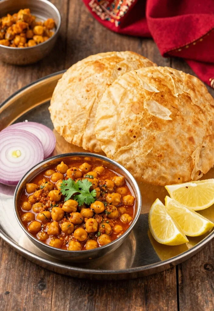 12 Indian Vegan Recipes with Bold Spiced Flavor - 4. Chole Bhature - Spiced Chickpeas with Fried Bread 1