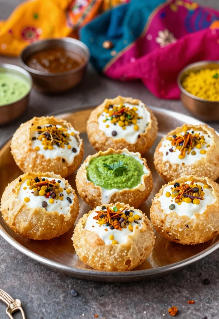 12 Indian Vegan Recipes with Bold Spiced Flavor - 5. Dahi Puri - Crunchy Cups with Yogurt 1