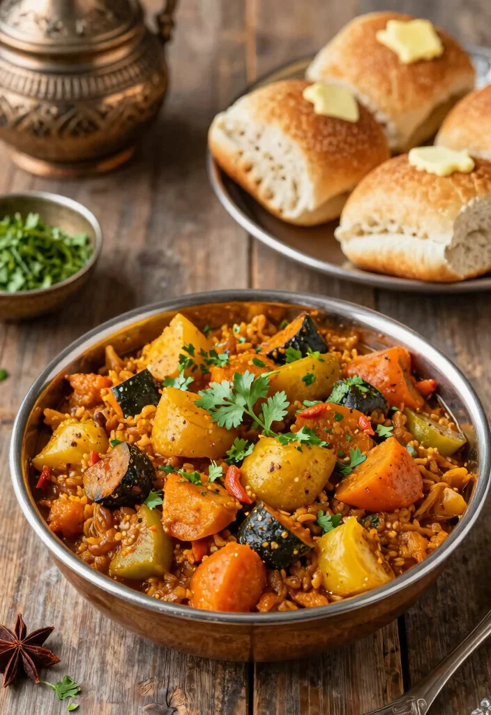 12 Indian Vegan Recipes with Bold Spiced Flavor - 7. Pav Bhaji - Spiced Mixed Vegetable Mash 1