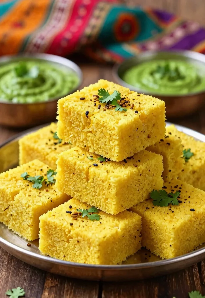 12 Indian Vegan Recipes with Bold Spiced Flavor - 9. Dhokla - Steamed Savory Cake 1
