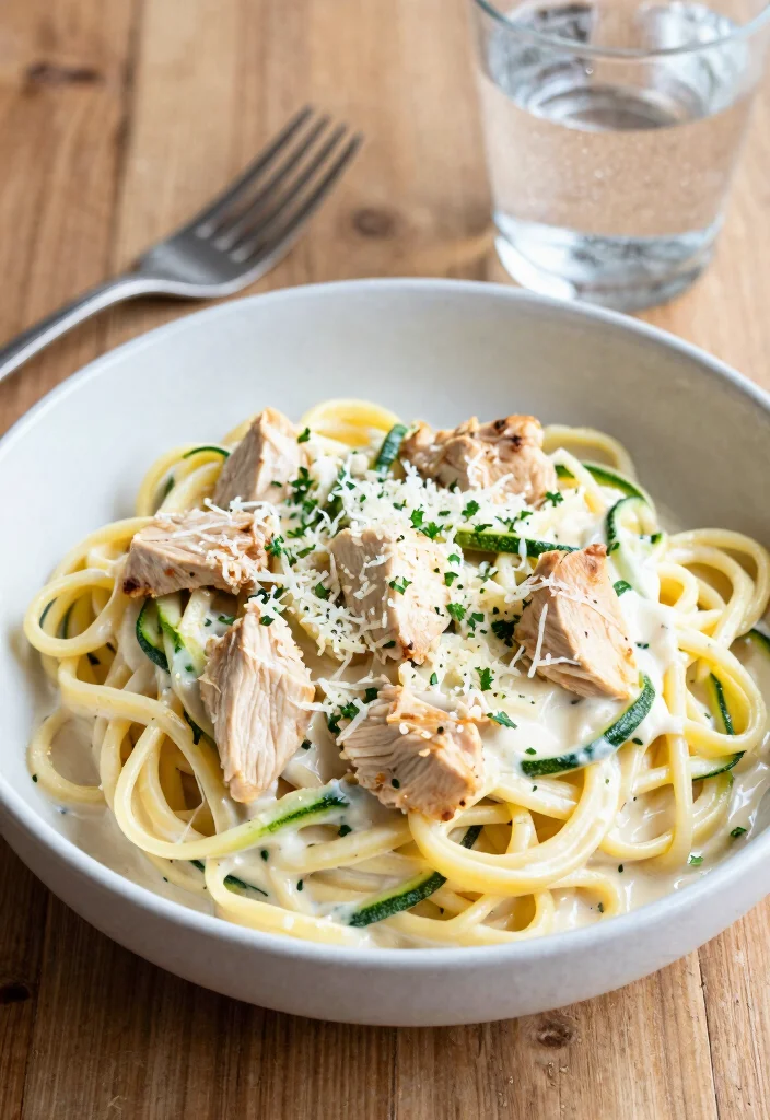 12 Keto Dinner Recipes for Easy Weeknight Meals - 7. Chicken Alfredo with Zoodles 1