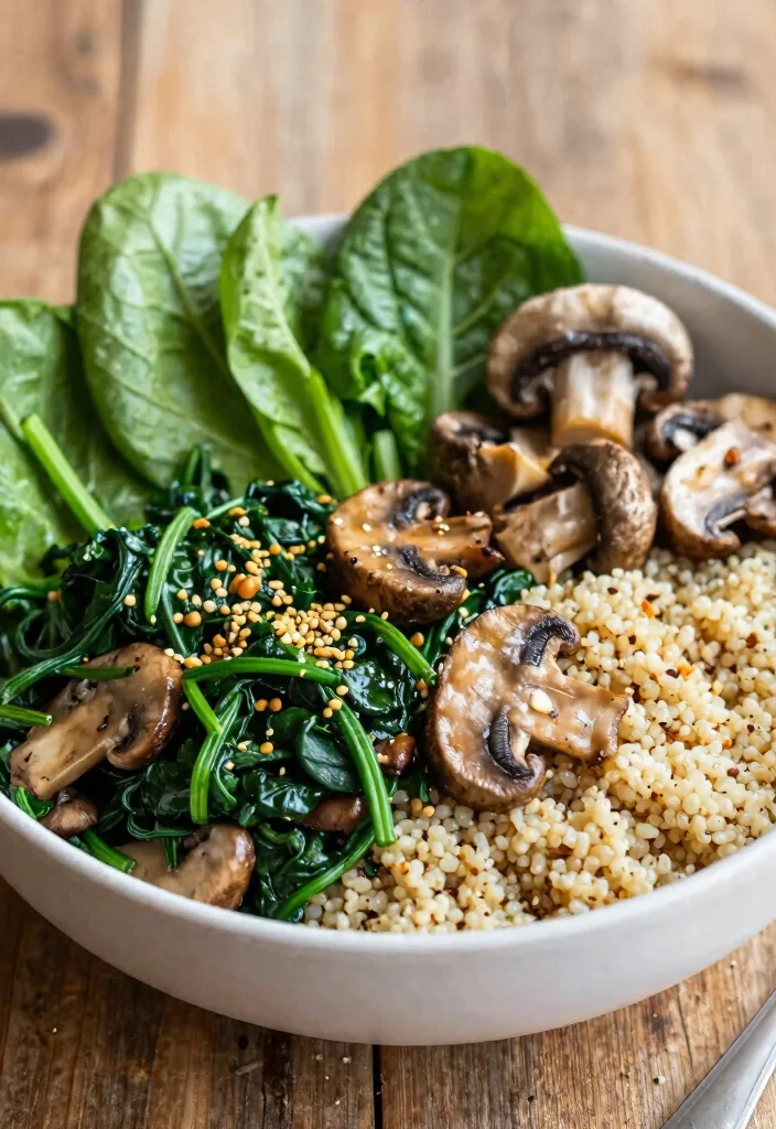 12 Vegan Buddha Bowl Recipes for Balanced Plant Based Eating - 10. Spinach & Mushroom Bowl 1