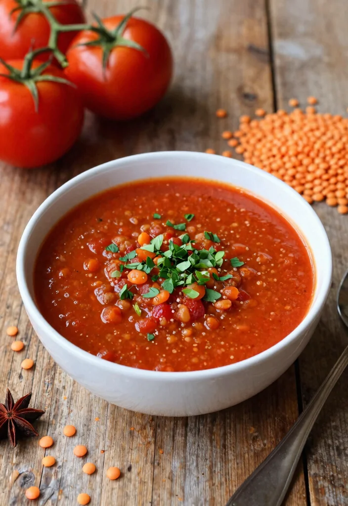 12 Vegan Soup Recipes for Cozy Nourishing Meals - 2. Spicy Lentil and Tomato Soup 1