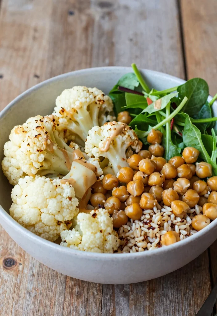14 Healthy High Protein Recipes for Filling Everyday Meals - 11. Cauliflower and Chickpea Buddha Bowl 1