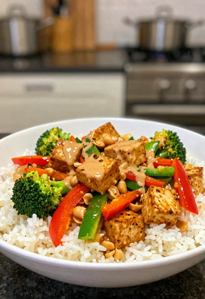 14 Healthy High Protein Recipes for Filling Everyday Meals - 7. Spicy Peanut Tofu Stir-Fry 1