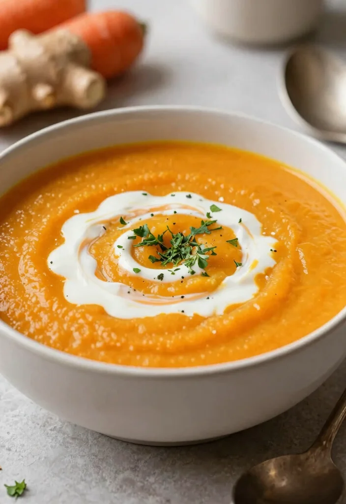 14 Vegan Vegetable Recipes for Colorful Plant Based Meals - 10. Carrot and Ginger Soup 1