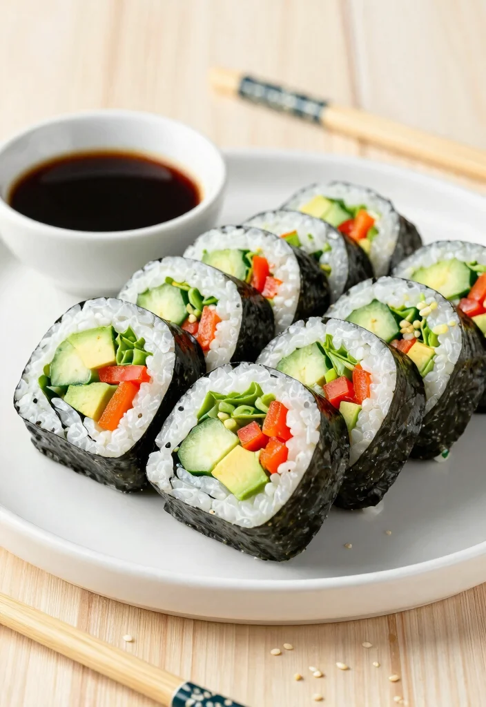 14 Vegan Vegetable Recipes for Colorful Plant Based Meals - 13. Vegetable Sushi Rolls 1