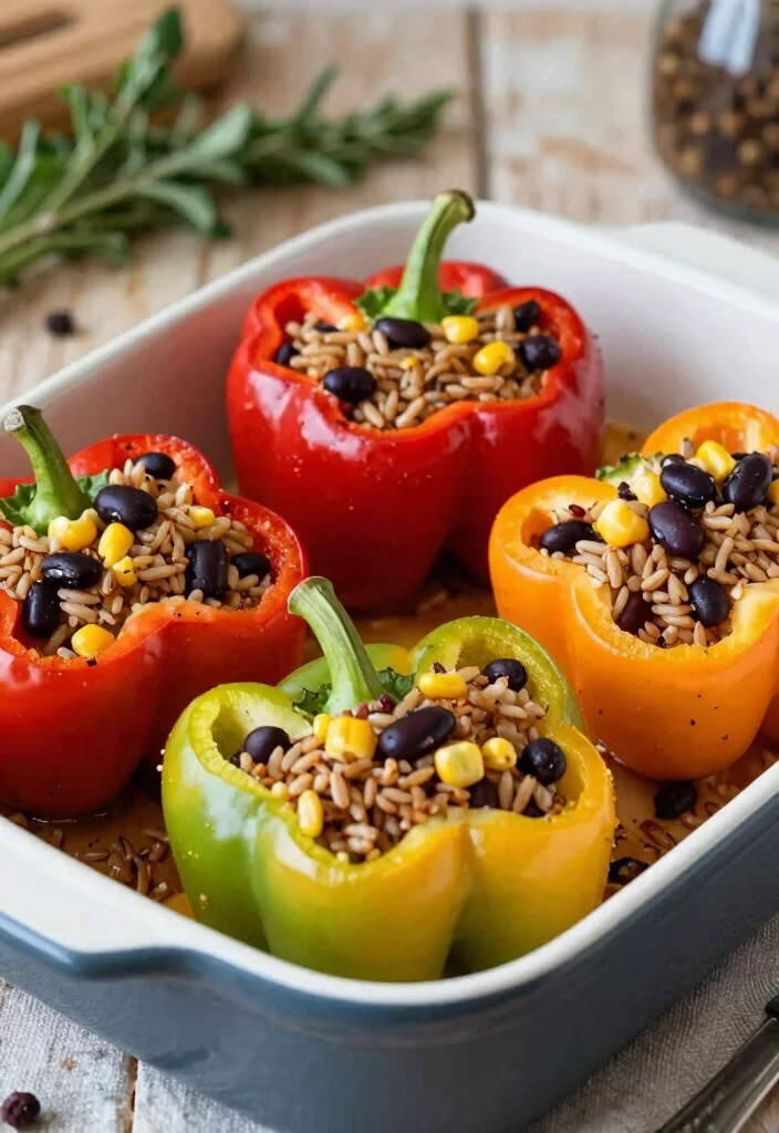 14 Vegan Vegetable Recipes for Colorful Plant Based Meals - 4. Stuffed Bell Peppers 1