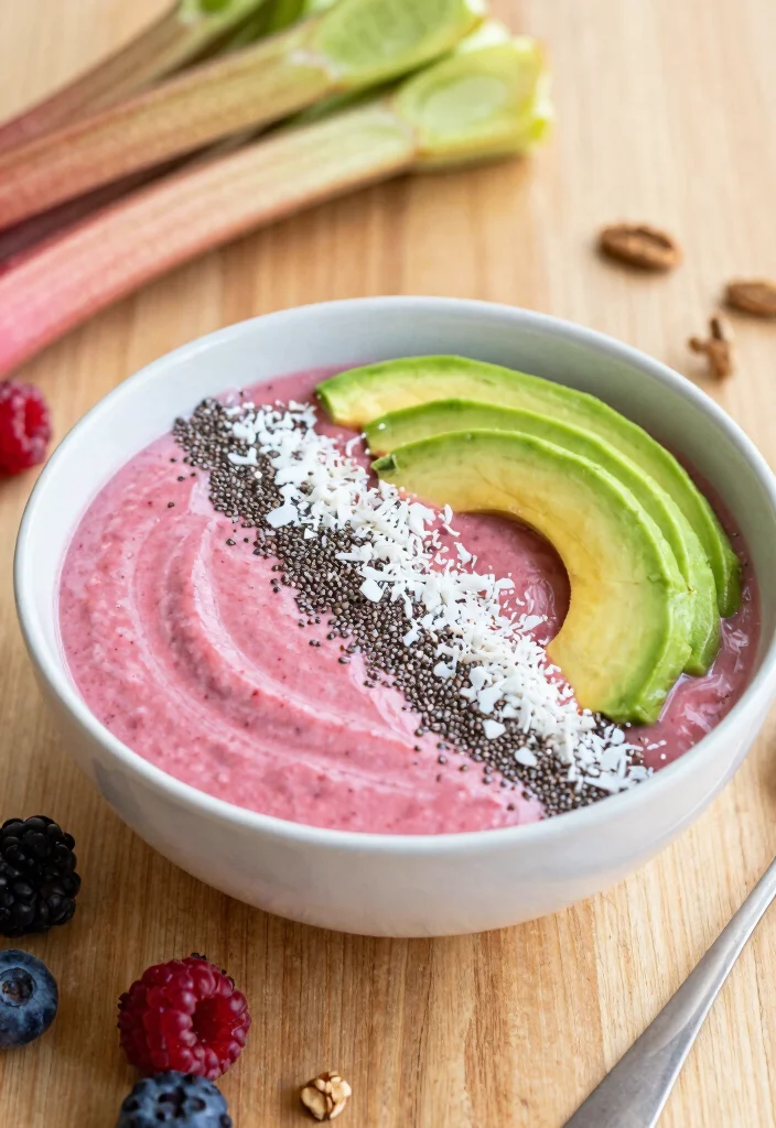 7 Keto Rhubarb Recipes for Tart Low Carb Treats - 5. Keto Rhubarb Smoothie Bowl 1
